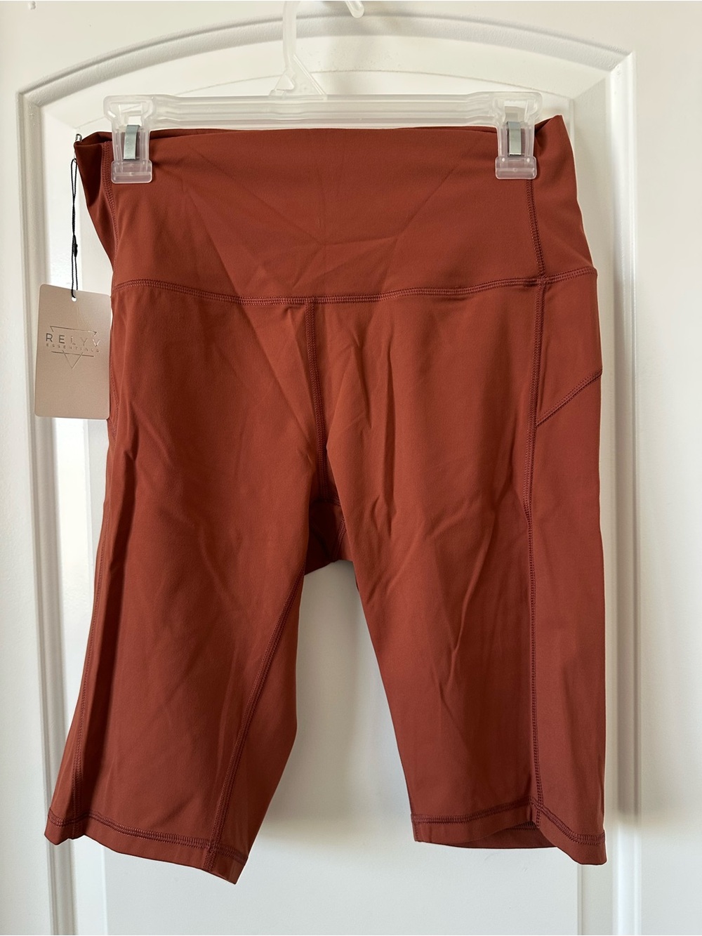 Essentials Rust High-Rise Bike Shorts with Side Pocket